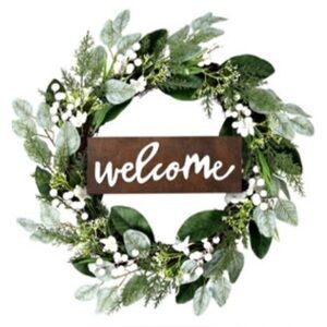 24" Wreaths for Front Door - Winter Front Door Wreath, Outdoor Green Wreath, new